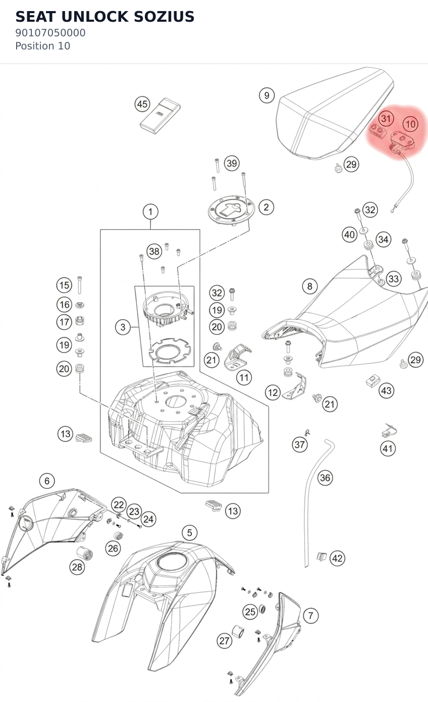 Diagram preview: SEAT UNLOCK SOZIUS (90107050000)