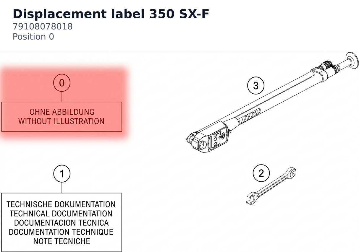 Diagram preview: Displacement label 350 SX-F (79108078018)