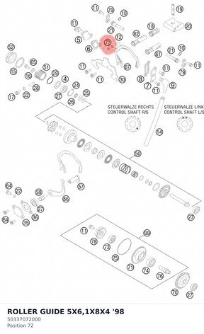 Diagram preview: ROLLER GUIDE 5X6,1X8X4 '98 (50337072000)