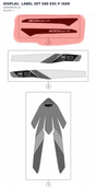 Diagram preview: DISPLAC. LABEL SET 500 EXC-F ISDE (A49008078119)