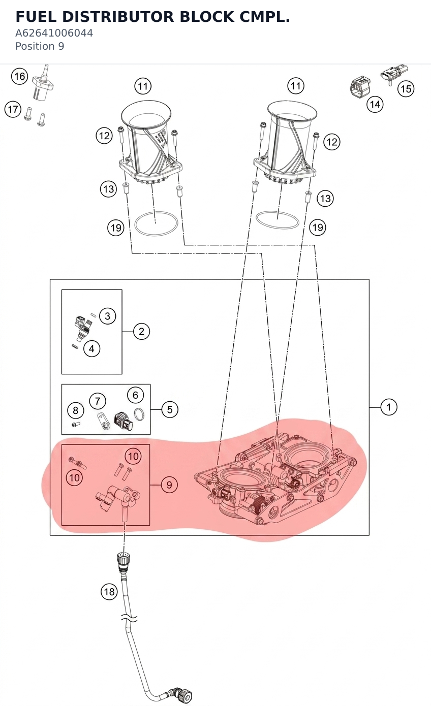 Diagram preview: FUEL DISTRIBUTOR BLOCK CMPL. (A62641006044)