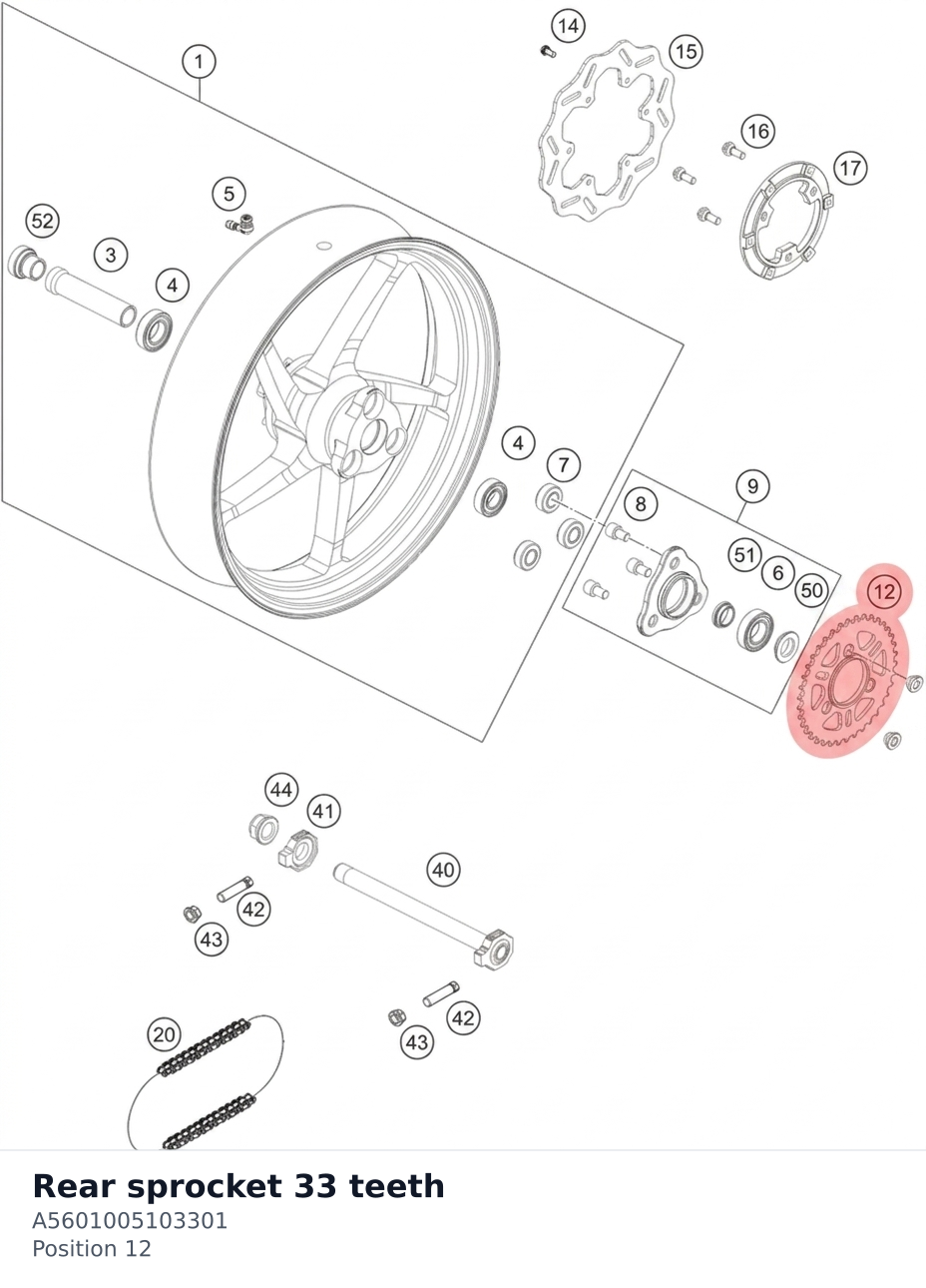 Diagram preview: Rear sprocket 33 teeth (A5601005103301)