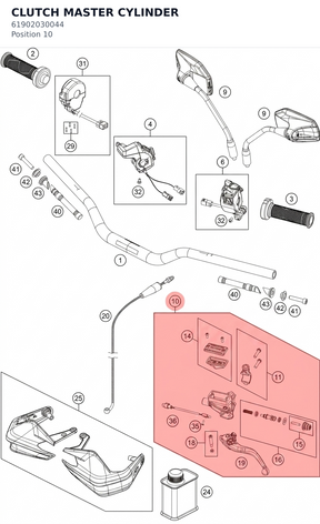 Diagram preview: CLUTCH MASTER CYLINDER (61902030044)
