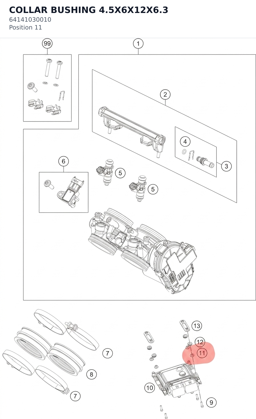 Diagram preview: COLLAR BUSHING 4.5X6X12X6.3 (64141030010)