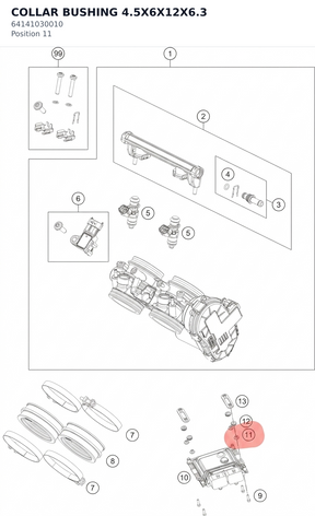 Diagram preview: COLLAR BUSHING 4.5X6X12X6.3 (64141030010)