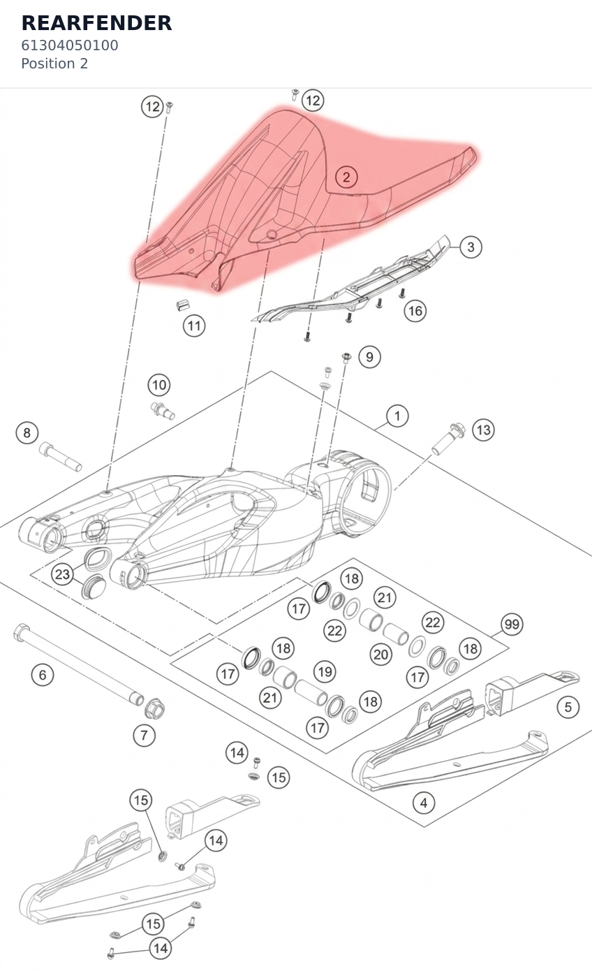 Diagram preview: REARFENDER (61304050100)