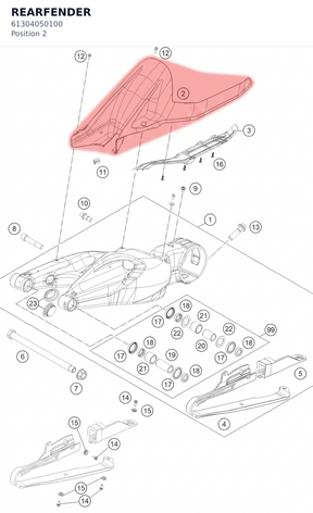 Diagram preview: REARFENDER (61304050100)