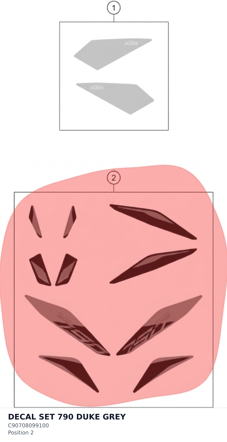 Diagram preview: DECAL SET 790 DUKE GREY (C90708099100)
