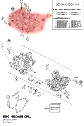 Diagram preview: ENGINECASE CPL. (50430000044)
