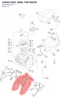 Diagram preview: COVER FUEL TANK TOP WHITE (9010804900020)