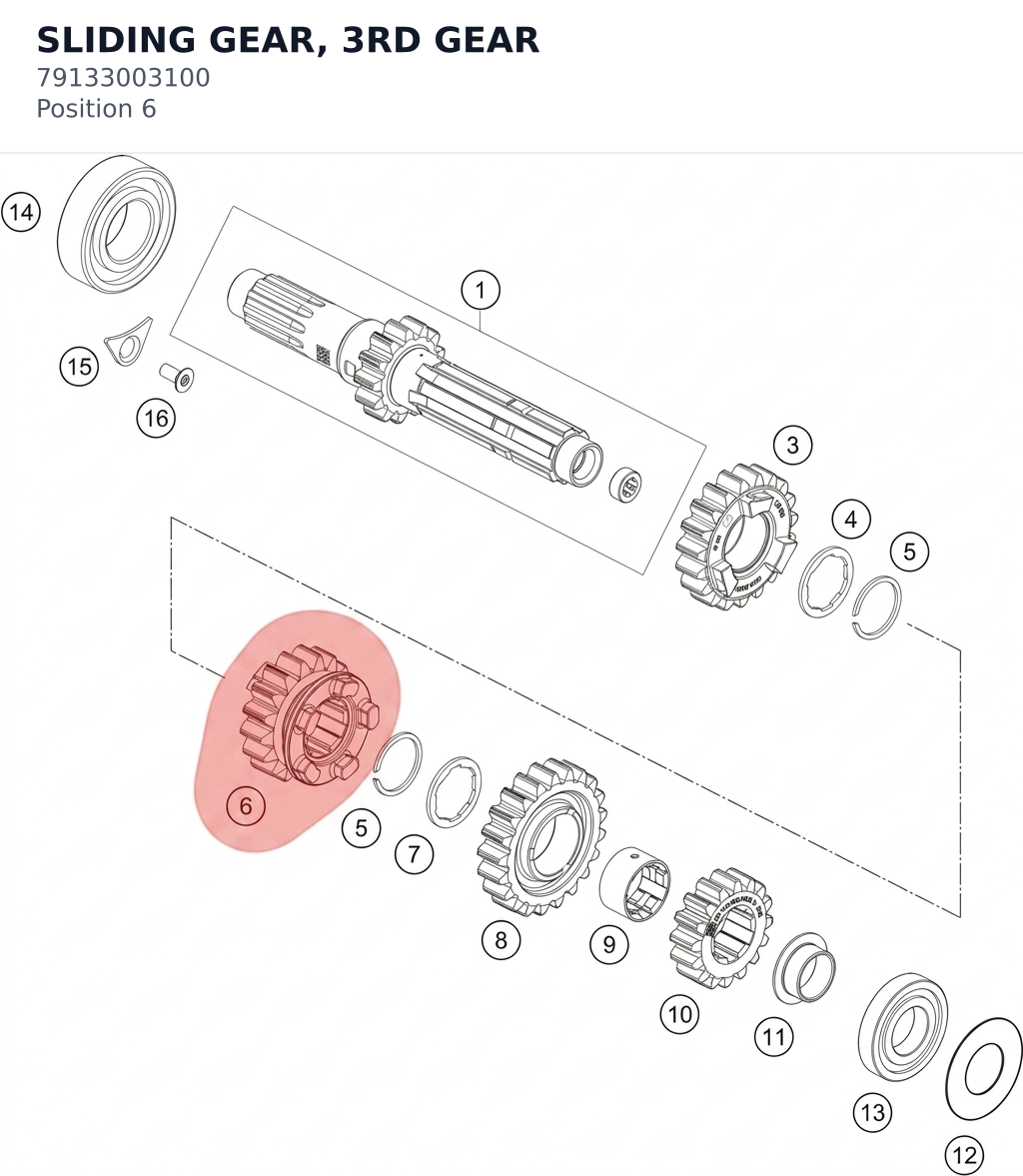 Diagram preview: SLIDING GEAR, 3RD GEAR (79133003100)