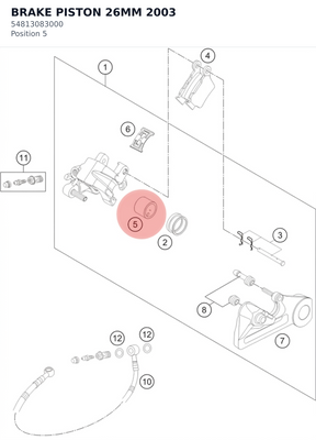 Diagram preview: BRAKE PISTON 26MM 2003 (54813083000)