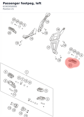 Diagram preview: Passenger footpeg, left (61903050000)