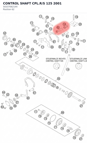 Diagram preview: CONTROL SHAFT CPL.R/S 125 2001 (50337062144)