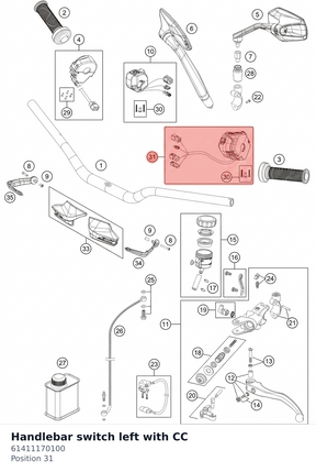 Diagram preview: Handlebar switch left with CC (61411170100)