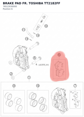 Diagram preview: BRAKE PAD FR. TOSHIBA TT2182FF (76513030000)