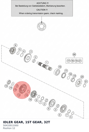 Diagram preview: IDLER GEAR, 1ST GEAR, 32T (50433011000)