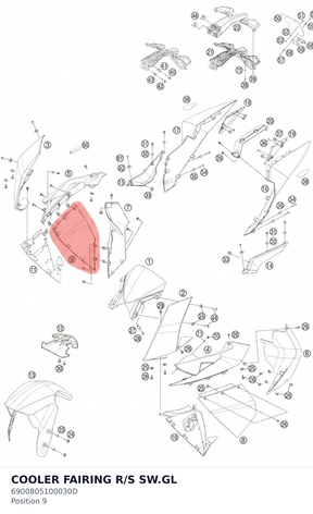 Diagram preview: COOLER FAIRING R/S SW.GL (6900805100030D)