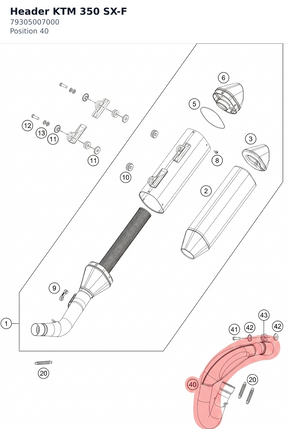 Diagram preview: Header KTM 350 SX-F (79305007000)