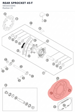 Diagram preview: REAR SPROCKET 45-T (58310151045)
