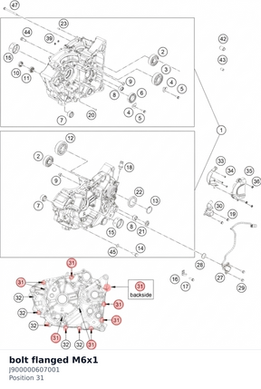 Diagram preview: bolt flanged M6x1 (J900000607001)