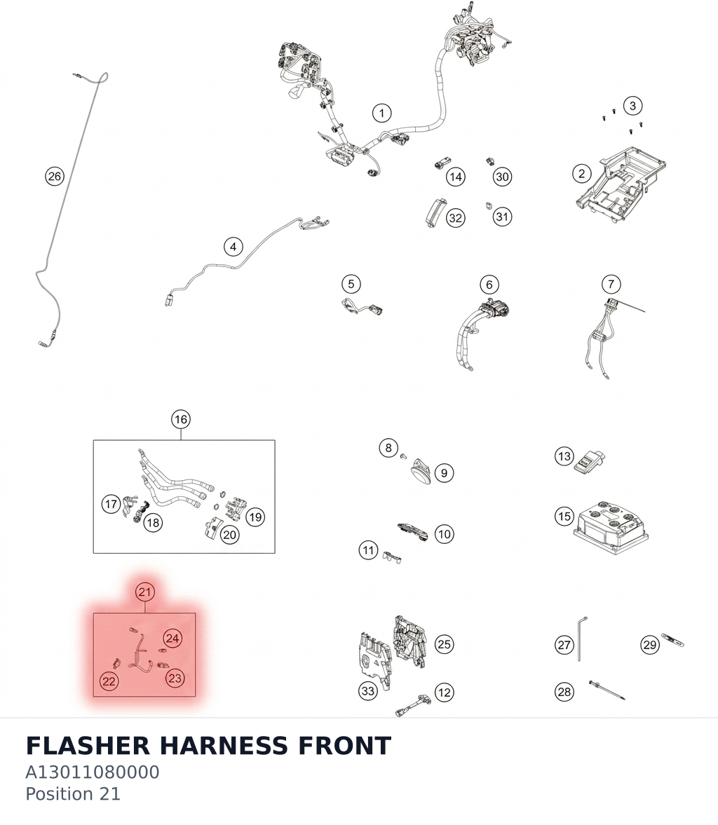 Diagram preview: FLASHER HARNESS FRONT (A13011080000)