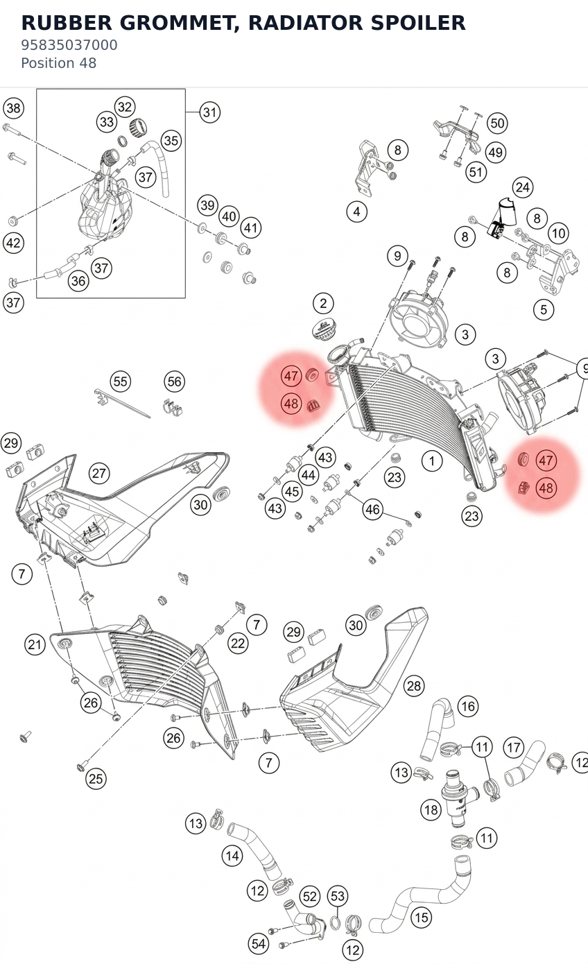 Diagram preview: RUBBER GROMMET, RADIATOR SPOILER (95835037000)