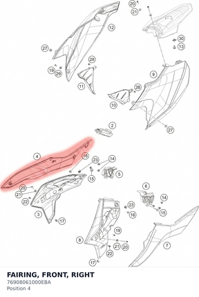 Diagram preview: FAIRING, FRONT, RIGHT (76908061000EBA)