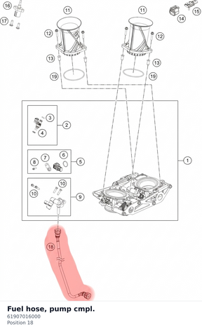 Diagram preview: Fuel hose, pump cmpl. (61907016000)