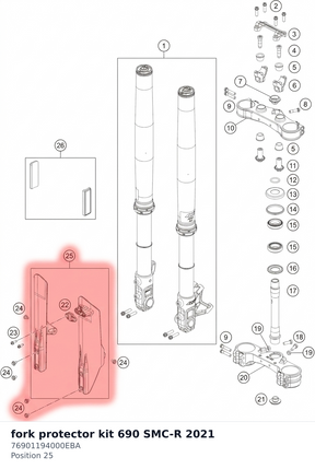 Diagram preview: fork protector kit 690 SMC-R 2021 (76901194000EBA)