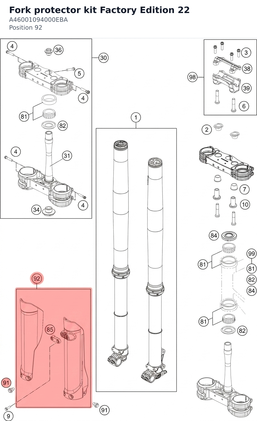 Diagram preview: Fork protector kit Factory Edition 22 (A46001094000EBA)