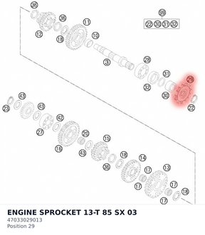 Diagram preview: ENGINE SPROCKET 13-T 85 SX  03 (47033029013)