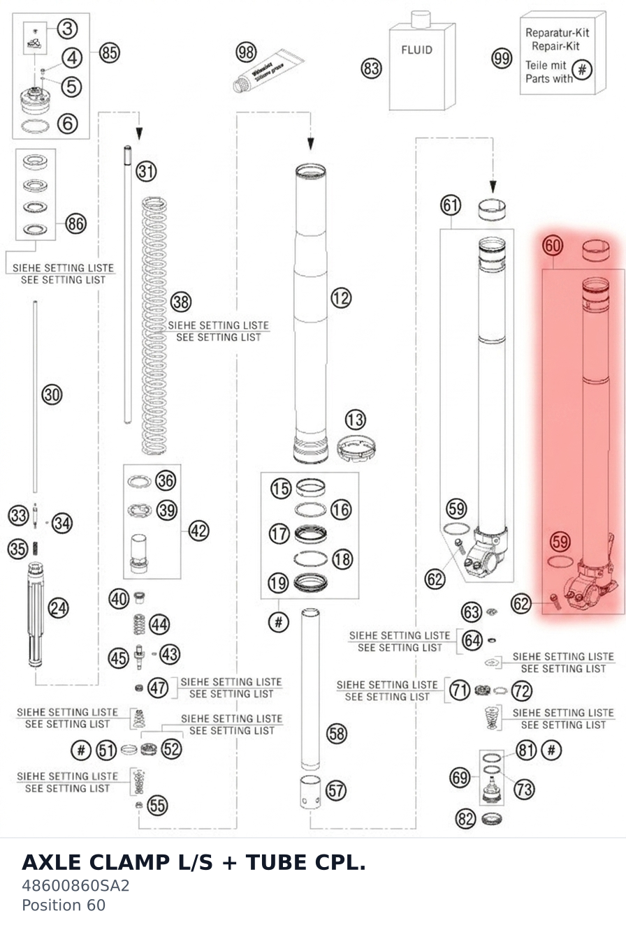 Diagram preview: AXLE CLAMP L/S + TUBE CPL. (48600860SA2)