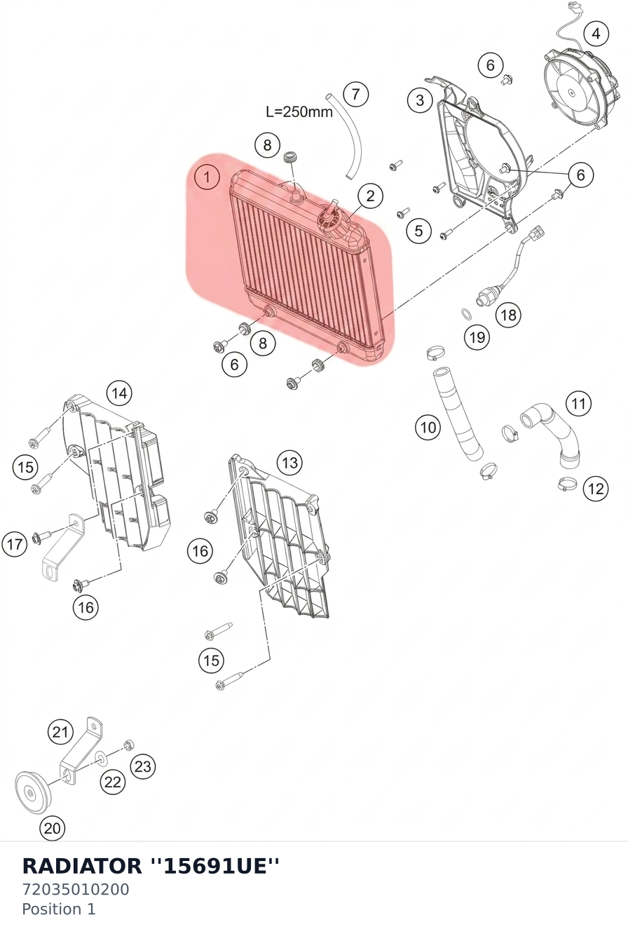 Diagram preview: RADIATOR ''15691UE'' (72035010200)