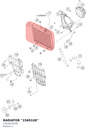 Diagram preview: RADIATOR ''15691UE'' (72035010200)
