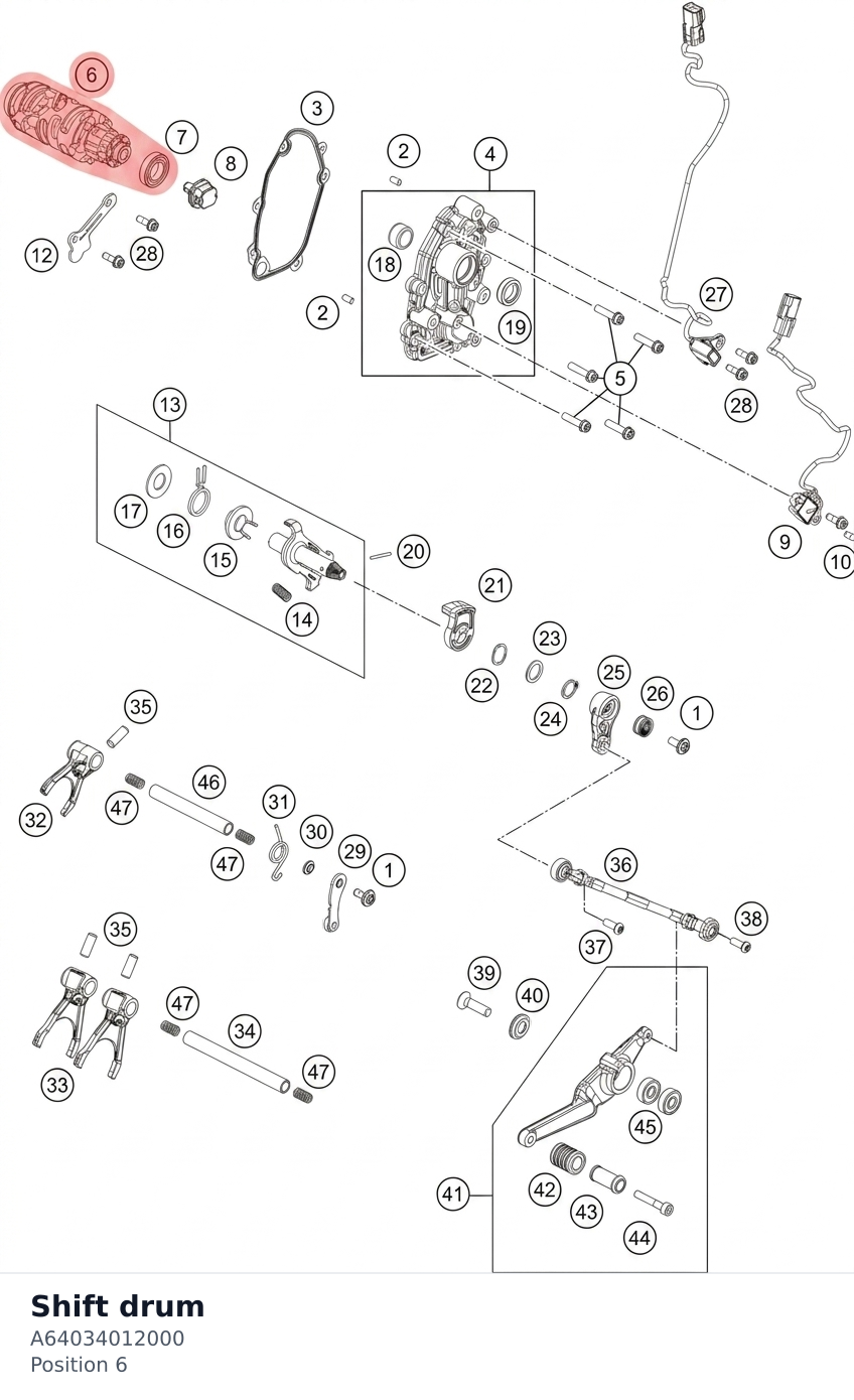 Diagram preview: Shift drum (A64034012000)