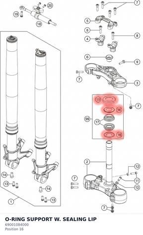 Diagram preview: O-RING SUPPORT W. SEALING LIP (69001084000)