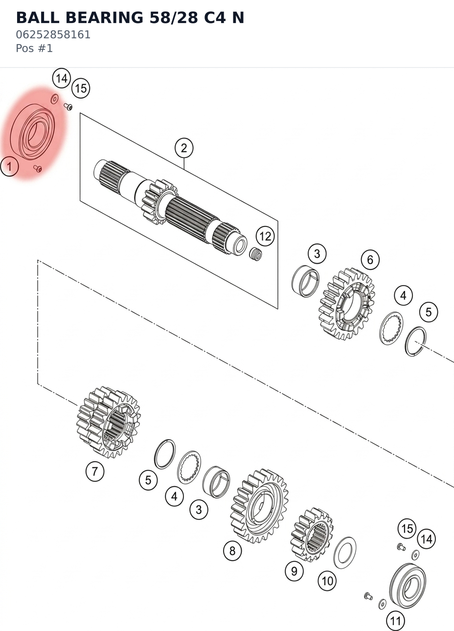 Diagram preview: BALL BEARING 58/28 C4 N (06252858161)