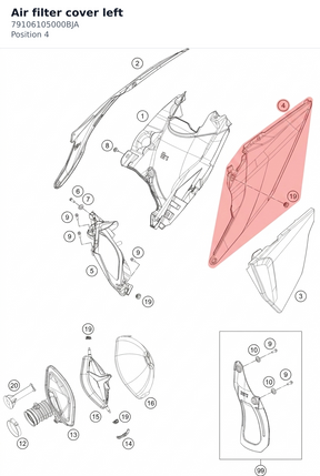 Diagram preview: Air filter cover left (79106105000BJA)