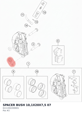 Diagram preview: SPACER BUSH 10,1X20X7,5 07 (6111302200001)