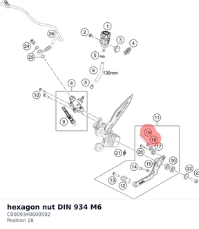 Diagram preview: hexagon nut DIN 934 M6 (C0009340600502)