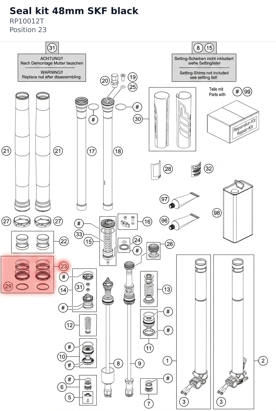 Diagram preview: Seal kit 48mm SKF black (RP10012T)