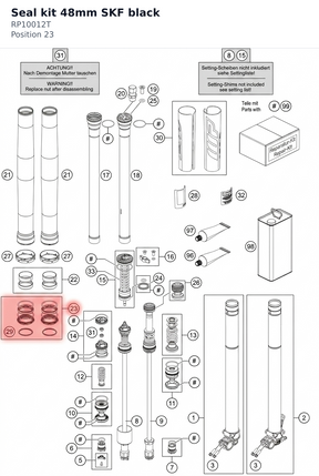 Diagram preview: Seal kit 48mm SKF black (RP10012T)