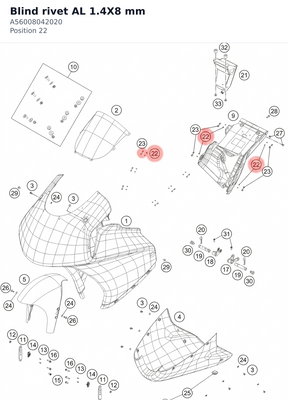 Diagram preview: Blind rivet AL 1.4X8 mm (A56008042020)