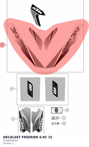 Diagram preview: DECALSET FREERIDE E-XC      15 (70008199000)