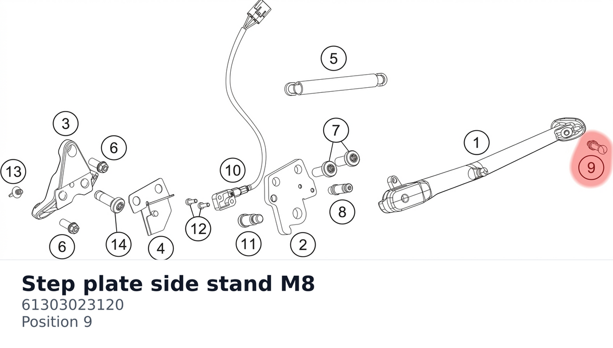 Diagram preview: Step plate side stand M8 (61303023120)