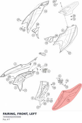 Diagram preview: FAIRING, FRONT, LEFT (76908060000EBB)