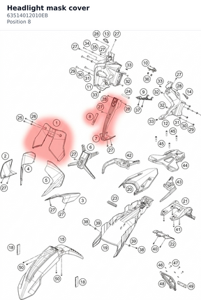 Diagram preview: Headlight mask cover (63514012010EB)