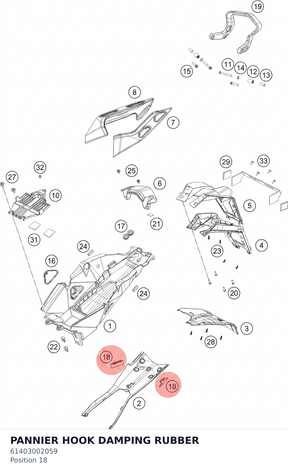 Diagram preview: PANNIER HOOK DAMPING RUBBER (61403002059)