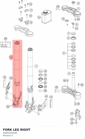 Diagram preview: FORK LEG RIGHT (95801002000)